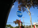 Blue stop sign