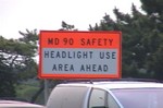 MD90 Safety: headlight use required ahead
