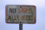 No signs allowed (plaque)