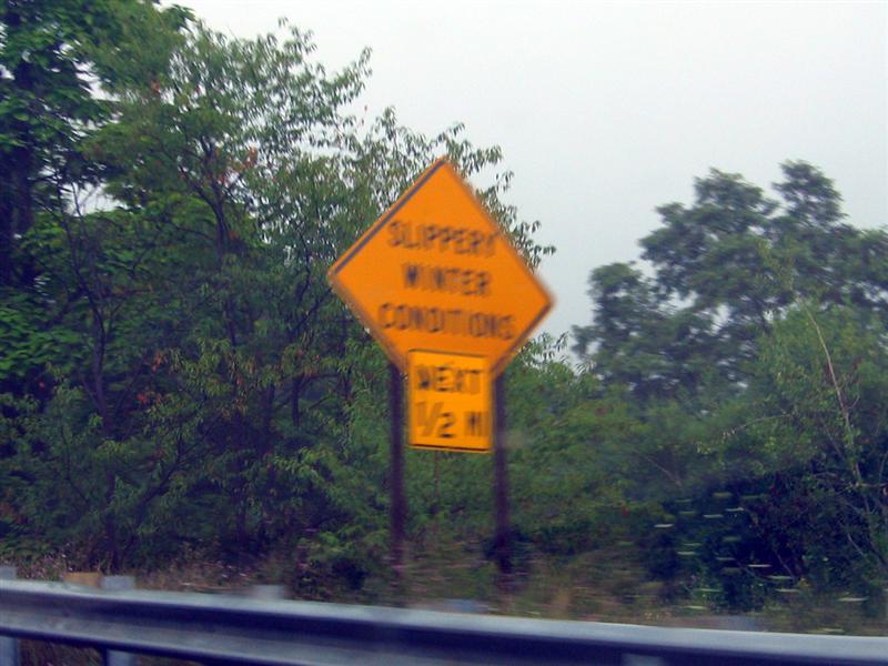 Slippery winter conditions; Next 1/2 mi.