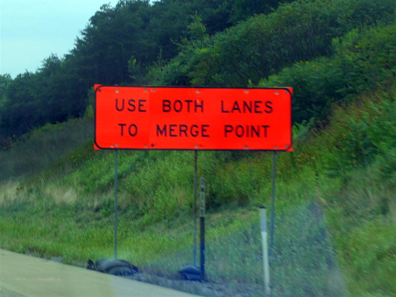 Use both lanes to merge point