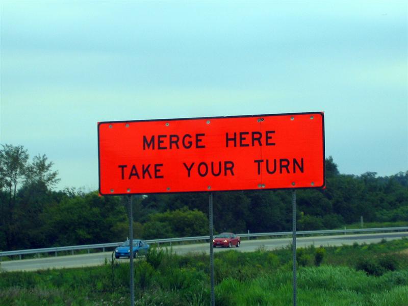 Merge here; Take your turn