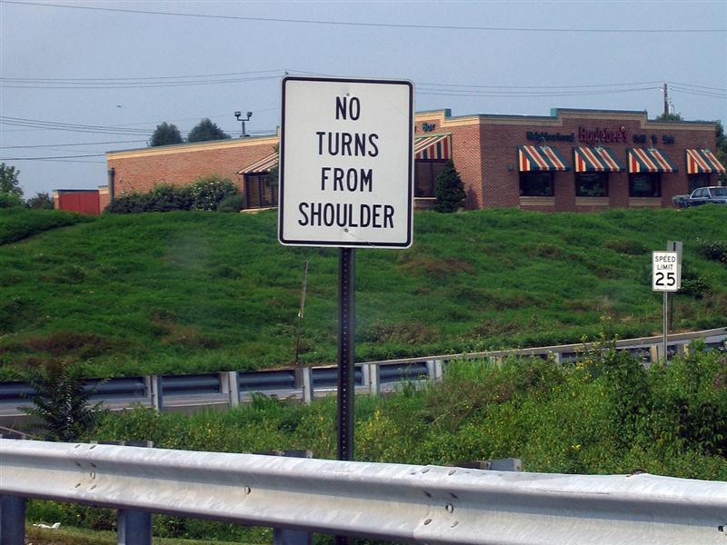 No turns from shoulder