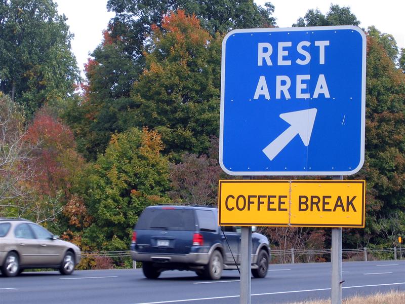 Rest area, coffee break supplemental plaque