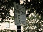 Right turn only in to curb lane