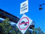 No right turn (with weird graphic and diagonal mounting)