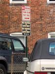No parking in driveway, No parking in driveway (black sign, white lettering)